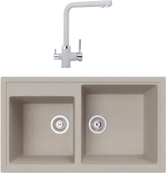 Комплект Мойка кухонная TopZero TopGran Demi 860.500 20-58 beach 58 + Смеситель Alphons beach 58