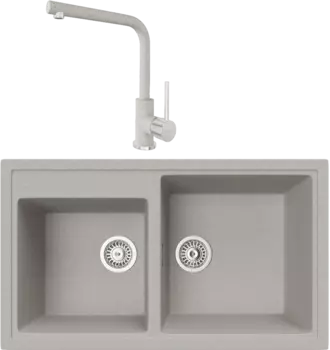 Комплект Мойка кухонная TopZero TopGran Demi 860.500 20-47 smoke 47 + Смеситель Donald smoke 47