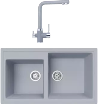 Комплект Мойка кухонная TopZero TopGran Demi 860.500 20-49 titan 49 + Смеситель Alphons titan 49