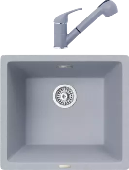 Комплект Мойка кухонная TopZero TopGran Gisele 457.406-49 titan 49 + Смеситель Bruce titan 49