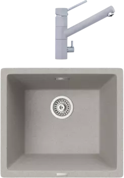 Комплект Мойка кухонная TopZero TopGran Gisele 457.406-47 smoke 47 + Смеситель Leonardo smoke 47