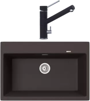 Комплект Мойка кухонная TopZero TopGran Gretta 780.510-93 chocolate 93 + Смеситель Leonardo chocolate 93