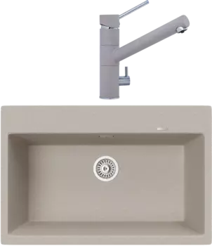 Комплект Мойка кухонная TopZero TopGran Gretta 780.510-58 beach 58 + Смеситель Leonardo beach 58