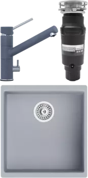 Комплект Мойка кухонная TopZero TopGran Marina 430.460-49 titan 49 + Смеситель Leonardo titan 49 + Измельчитель Bone Crusher BC 910-SL-Slim Line MSI-677703