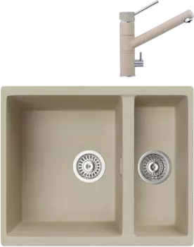 Комплект Мойка кухонная TopZero TopGran Melania 555.460.15-08 jasmine 08 + Смеситель Leonardo jasmine 08