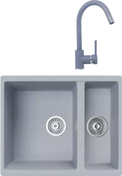 Комплект Мойка кухонная TopZero TopGran Melania 555.460.15-49 titan 49 + Смеситель Romeo titan 49