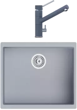 Комплект Мойка кухонная TopZero TopGran Miranda 530.460-49 titan 49 + Смеситель Leonardo titan 49