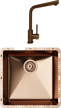 Комплект Мойка кухонная TopZero TZ RS 400 медь + Смеситель TPZ 201 медь