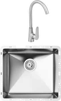 Комплект Мойка кухонная TopZero TZ RS 451 нержавеющая сталь + Смеситель WIX 204 SS нержавеющая сталь