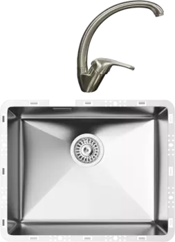 Комплект Мойка кухонная TopZero TZ RS 500 нержавеющая сталь + Смеситель WIX 202 нержавеющая сталь