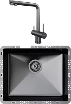 Комплект Мойка кухонная TopZero TZ RS 500 титан + Смеситель TPZ 301 титан