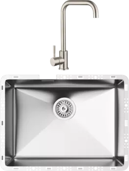 Комплект Мойка кухонная TopZero TZ RS 550 нержавеющая сталь + Смеситель WIX 206 INOX нержавеющая сталь