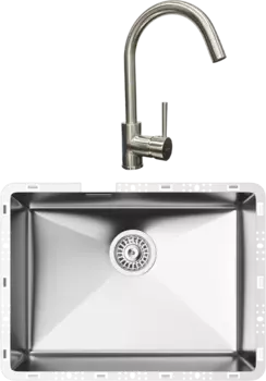 Комплект Мойка кухонная TopZero TZ RS 550 нержавеющая сталь + Смеситель WIX 203 нержавеющая сталь