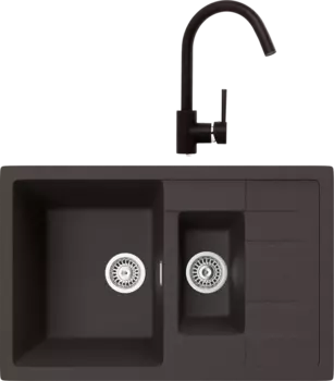Комплект Мойка кухонная TopZero Valentina 780.500 15-93 Chocolate + Смеситель Romeo chocolate 93