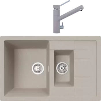 Комплект Мойка кухонная TopZero Valentina 780.500 15-58 Beach + Смеситель Leonardo beach 58