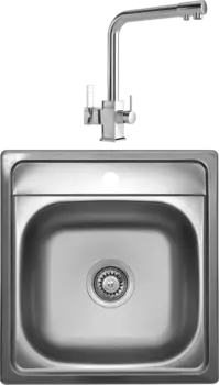 Комплект Мойка кухонная Ukinox Классика + Смеситель MEGA Life MG-TK06 хром