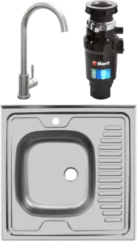 Комплект Мойка кухонная Ukinox Стандарт + Смеситель Domaci Равенна + Измельчитель Bort Master Eco MSI-677871