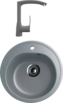 Комплект Мойка кухонная Ulgran U-101 -309 темно-серая + Смеситель U-005 -309 темно-серый