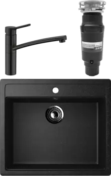 Комплект Мойка кухонная Ulgran U-104 -308 черная + Смеситель Domaci Равенна DC 3011 черный + Измельчитель Bone Crusher BC 910-SL-Slim Line MSI-677716