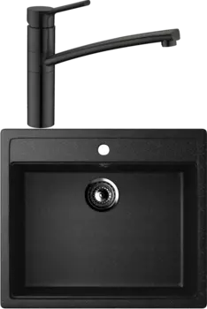 Комплект Мойка кухонная Ulgran U-104 -308 черная + Смеситель для кухни Domaci Равенна DC 3011 черный