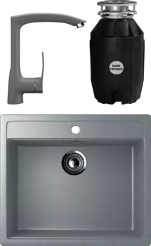 Комплект Мойка кухонная Ulgran U-104 -309 темно-серая + Смеситель U-005 -309 темно-серый + Измельчитель Bone Crusher BC 810-AS MSI-677565