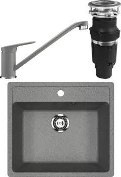 Комплект Мойка кухонная Ulgran U-104 -309 темно-серая + Смеситель U-004 -310 серый + Измельчитель Bone Crusher BC 610-AS MSI-677516