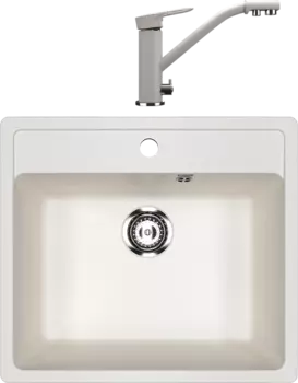 Комплект Мойка кухонная Ulgran U-104 -341 ультра-белая + Смеситель U-010 -331 белый