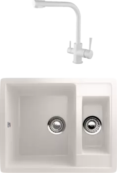 Комплект Мойка кухонная Ulgran U-106 -331 белая + Смеситель Kaiser Merkur 26044-10 белый