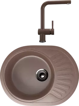 Комплект Мойка кухонная Ulgran U-107m -307 терракот + Смеситель U-022 терракот