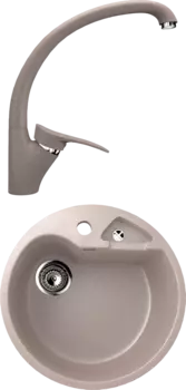 Комплект Мойка кухонная Ulgran U-108 -302 песочная + Смеситель для кухни Ulgran U-001 -302 песочный