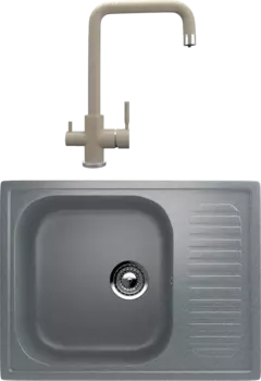 Комплект Мойка кухонная Ulgran U-202 -309 темно-серая + Смеситель Quartz UQ-019 десерт