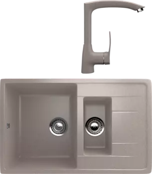 Комплект Мойка кухонная Ulgran U-205 -302 песочная + Смеситель U-005 -302 песочный