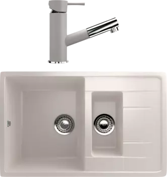 Комплект Мойка кухонная Ulgran U-205 -331 белая + Смеситель U-009 -331 белый