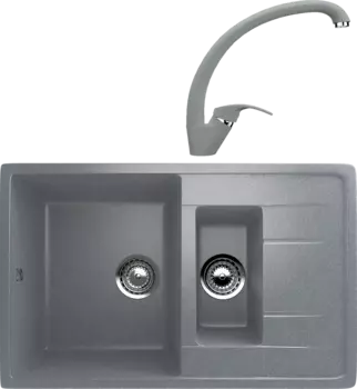 Комплект Мойка кухонная Ulgran U-205 -342 графитовая + Смеситель U-007 -342 графитовый