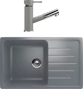 Комплект Мойка кухонная Ulgran U-400 -309 темно-серая + Смеситель U-009 -310 серый