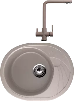 Комплект Мойка кухонная Ulgran U-403 -302 песочная + Смеситель U-016 -302 песочный
