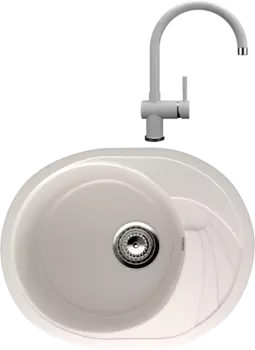 Комплект Мойка кухонная Ulgran U-403 -331 белая + Смеситель U-021 белый