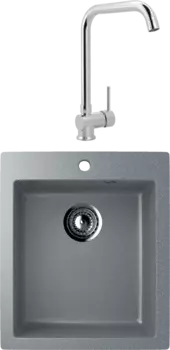 Комплект Мойка кухонная Ulgran U-404 -309 темно-серая + Смеситель MEGA Didim MG-CM107 хром