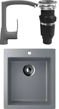 Комплект Мойка кухонная Ulgran U-404 -309 темно-серая + Смеситель U-005 -309 темно-серый + Измельчитель Bone Crusher BC 610-AS