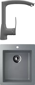 Комплект Мойка кухонная Ulgran U-404 -309 темно-серая + Смеситель для кухни Ulgran U-005 -309 темно-серый