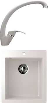 Комплект Мойка кухонная Ulgran U-404 -331 белая + Смеситель для кухни Ulgran U-007 -331 белый