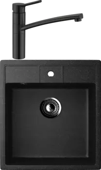 Комплект Мойка кухонная Ulgran U-406 -308 черная + Смеситель для кухни Domaci Равенна DC 3011 черный