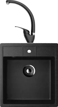 Комплект Мойка кухонная Ulgran U-406 -308 черная + Смеситель для кухни Domaci Солерно DC-3013 морион