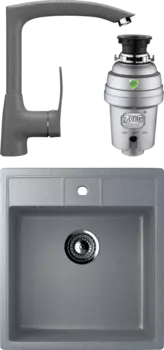Комплект Мойка кухонная Ulgran U-406 -309 темно-серая + Смеситель U-005 -309 темно-серый + Измельчитель Zorg Inox D