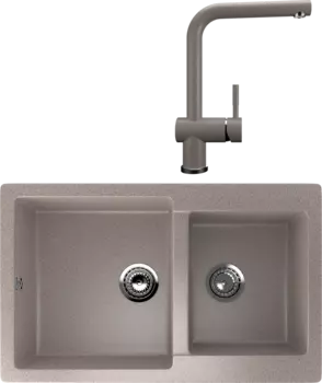 Комплект Мойка кухонная Ulgran U-505 -302 песочная + Смеситель U-022 песочный