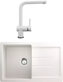 Комплект Мойка кухонная Ulgran U-507 -331 белая + Смеситель U-022 белый