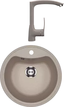 Комплект Мойка кухонная Ulgran U-601 -302 песочная + Смеситель U-005 -302 песочный