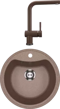 Комплект Мойка кухонная Ulgran U-601 -307 терракот + Смеситель U-022 терракот