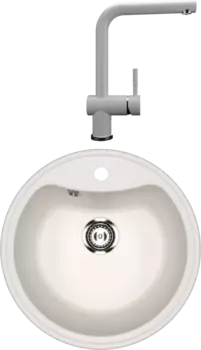 Комплект Мойка кухонная Ulgran U-601 -331 белая + Смеситель U-022 белый