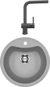Комплект Мойка кухонная Ulgran U-601 -342 графит + Смеситель U-022 графит